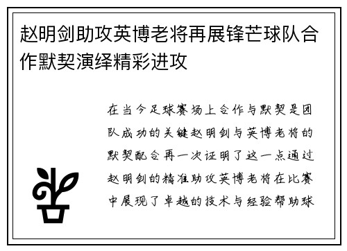 赵明剑助攻英博老将再展锋芒球队合作默契演绎精彩进攻